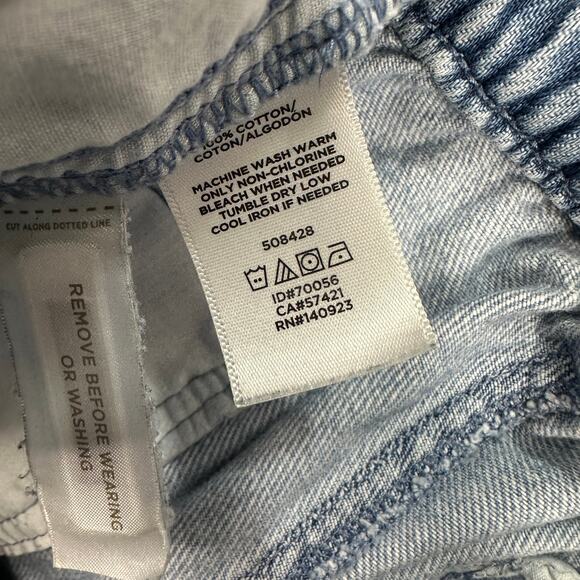 Loft Chambray Jean Shorts WMNS 32 Light Wash Blue Hi-Rise Elastic Waist Stretch - Picture 4 of 8